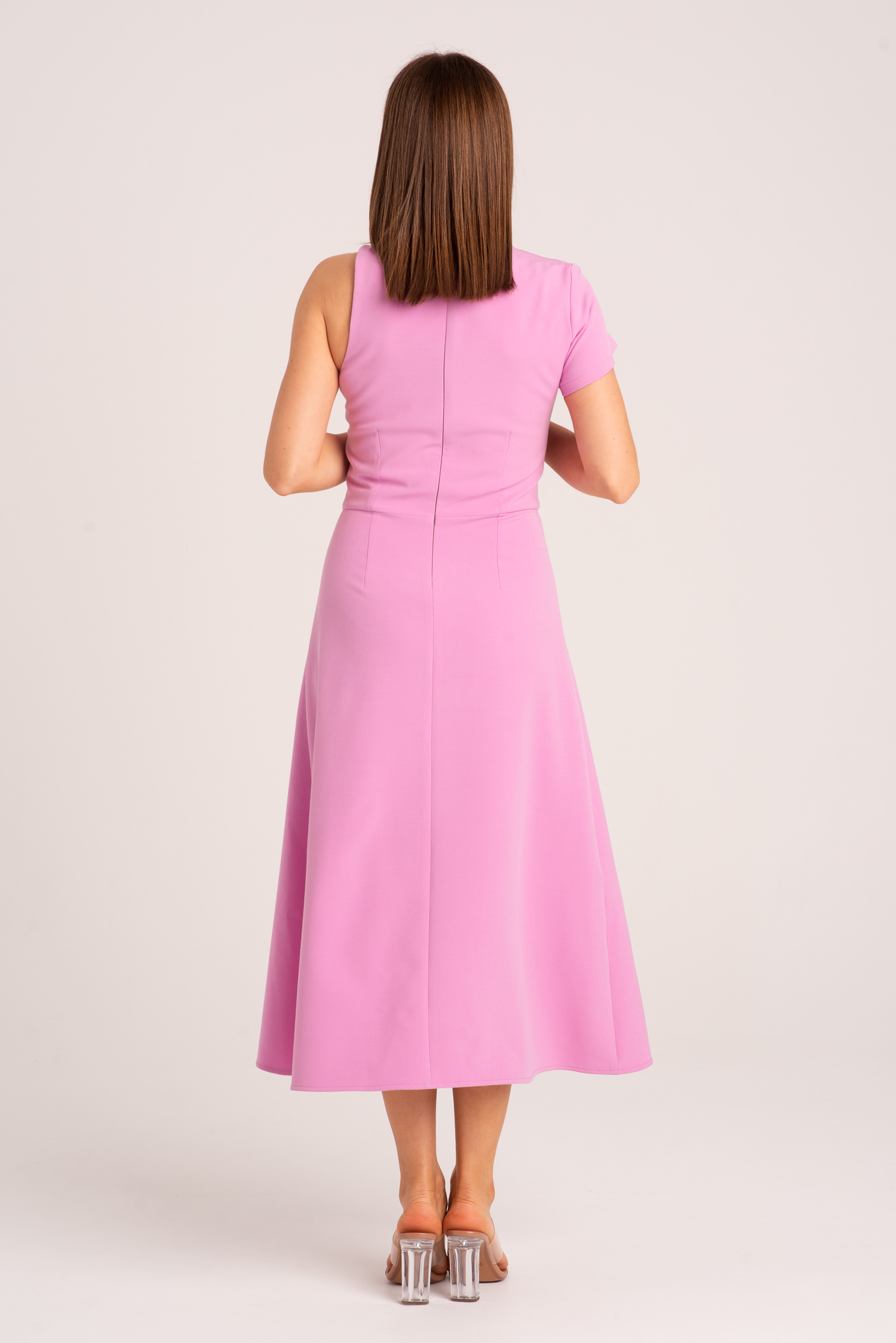 Pink Asymmetric Midi Dress Imperia – Lenanto